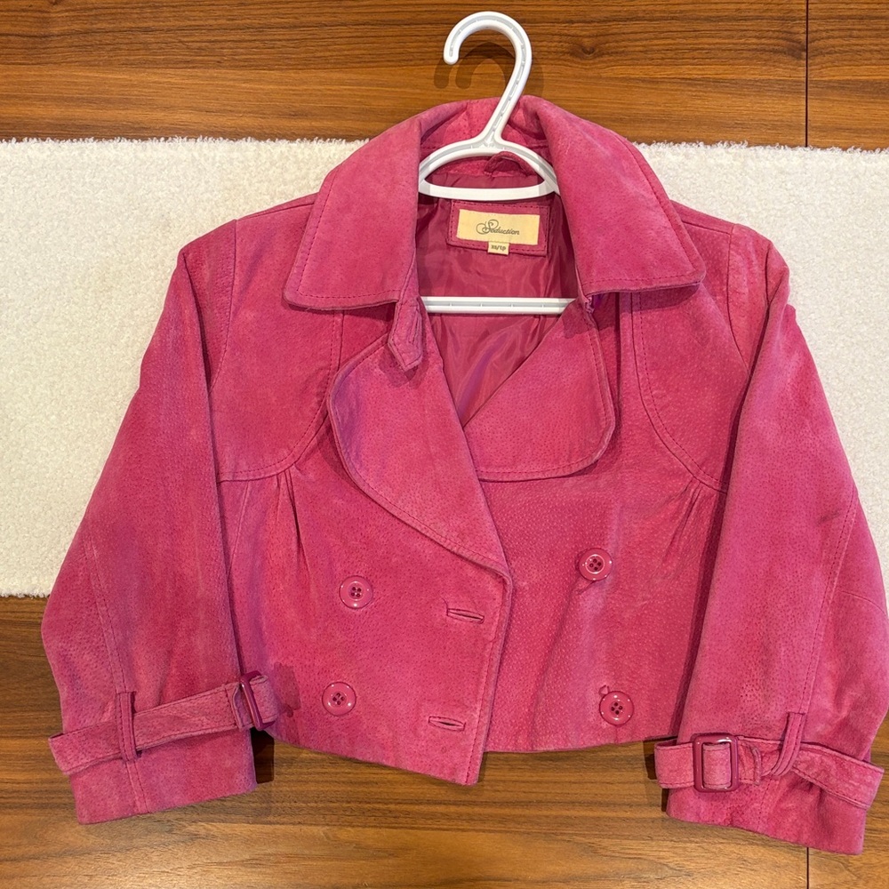 Pink Suede Cropped Jacket